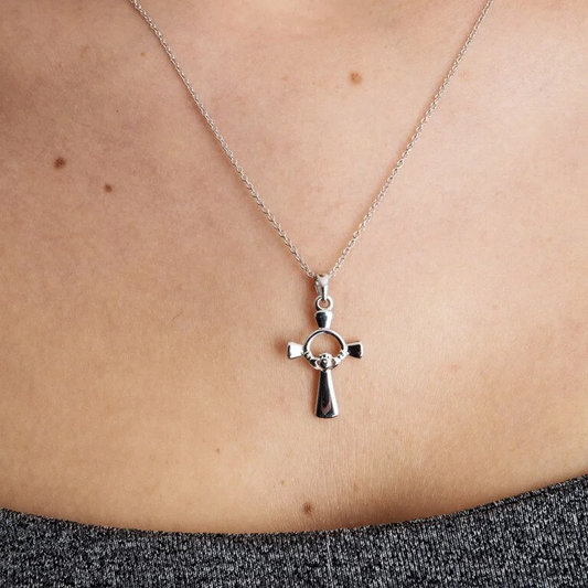 Claddagh Cross Necklace - Sterling Silver - Mellow Monkey
