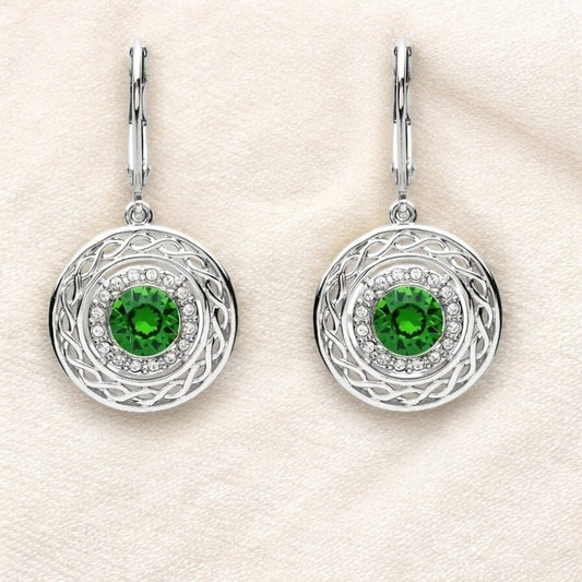 Swarovski Crystal Set Celtic Halo Earrings - Sterling Silver - Mellow Monkey