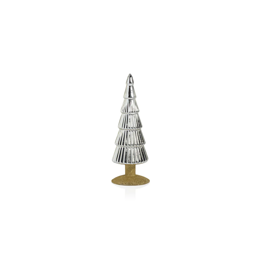 Alpine Glass Tree on Gold Glitter Base - Silver - Mellow Monkey