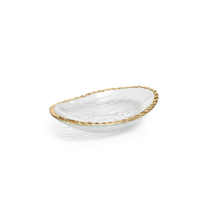 Clear Textured Bowl with Jagged Gold Rim - Mellow Monkey