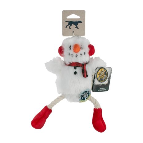 Snowman Pull-Through Rope Tug Squeaker Pet Dog Toy - Mellow Monkey