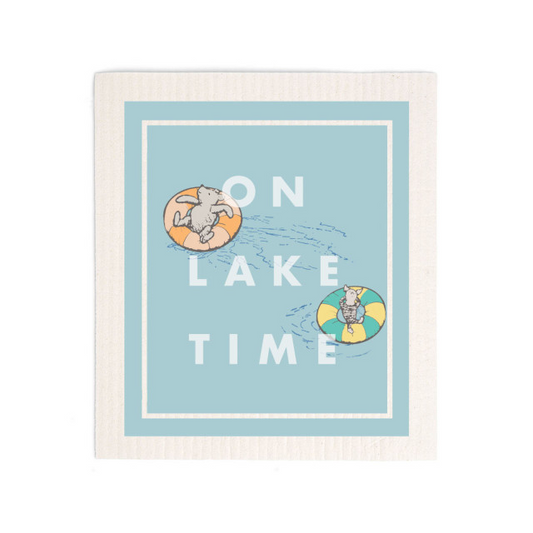 On Lake Time - Winnie the Pooh Themed Swedish Dishcloth - Mellow Monkey