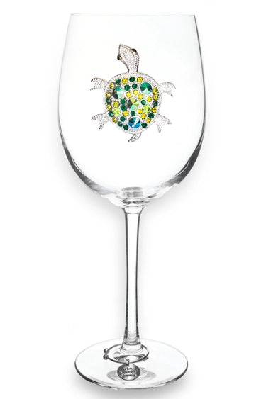 Sea Turtle Jeweled Stemmed Wine Glass - Mellow Monkey