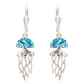 Sterling Silver Aqua Crystal Jellyfish Drop Earrings - Mellow Monkey