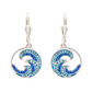 Sterling Silver Sapphire/Aqua Crystal Wave Drop Earrings - Mellow Monkey