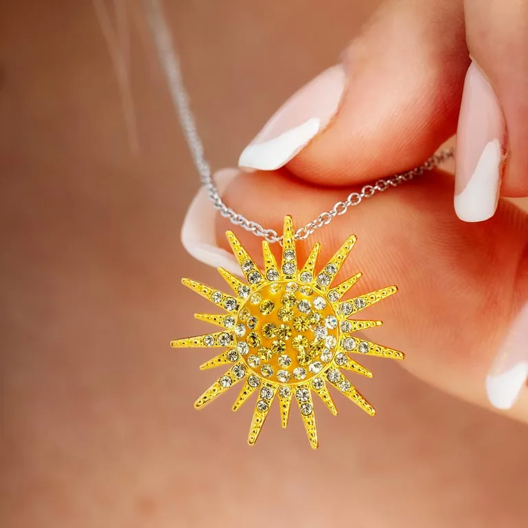 Sunburst Pendant Necklace in Sterling Silver - Mellow Monkey