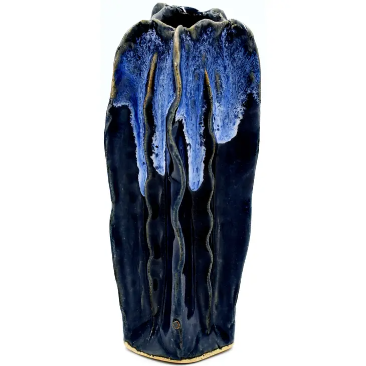 Luffa Blue Bud Vase - 3.25"W x 6"H - Mellow Monkey