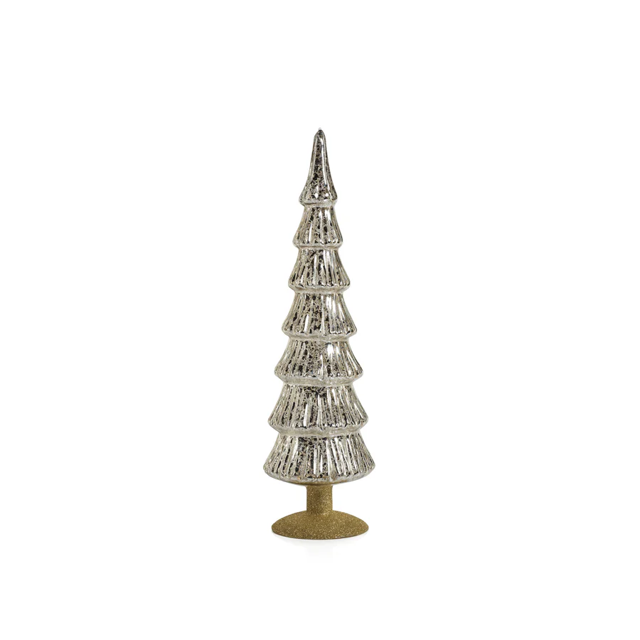 Miramonti Glass Tree On Gold Glitter Base - Silver - Mellow Monkey