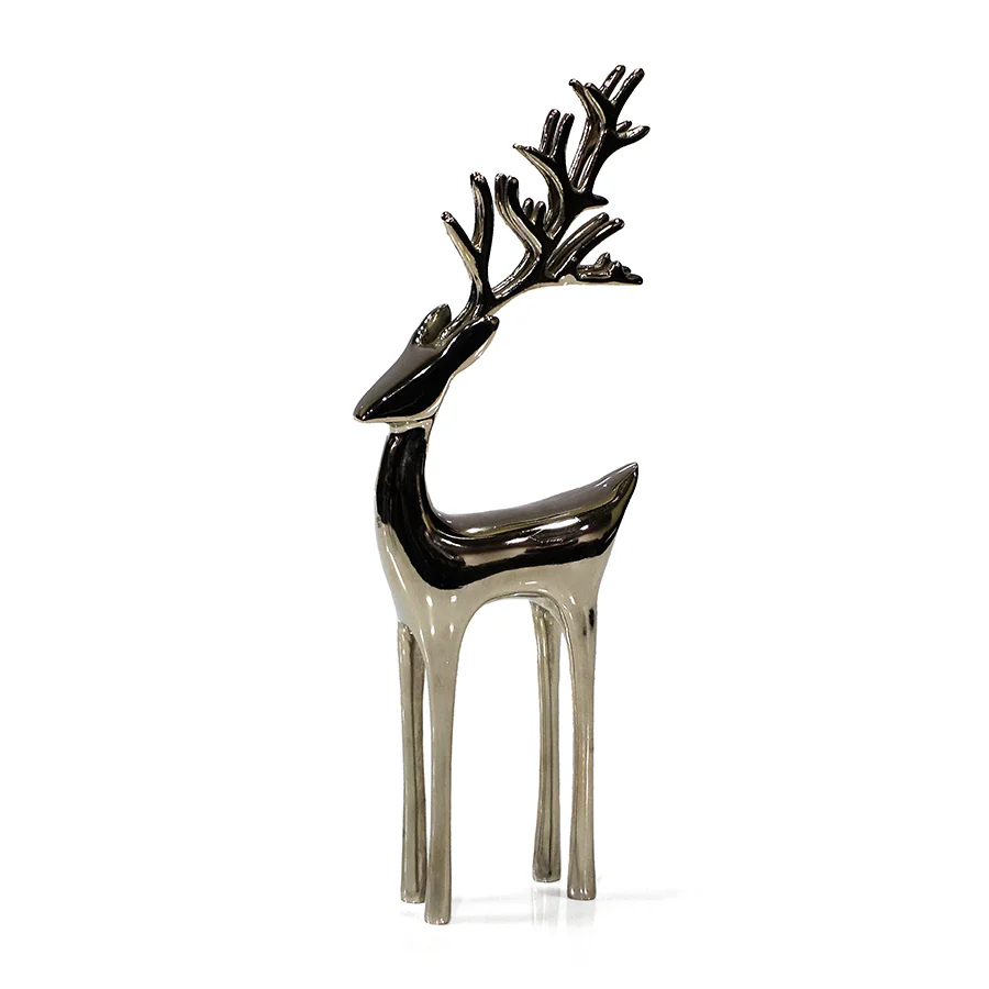 Reindeer Decorative Figure - Polished Nickel - Mellow Monkey