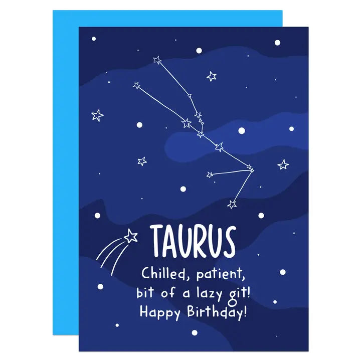 Taurus - Chill, Patient, Bit Of A Lazy Git - Birthday - Greeting Card - Mellow Monkey