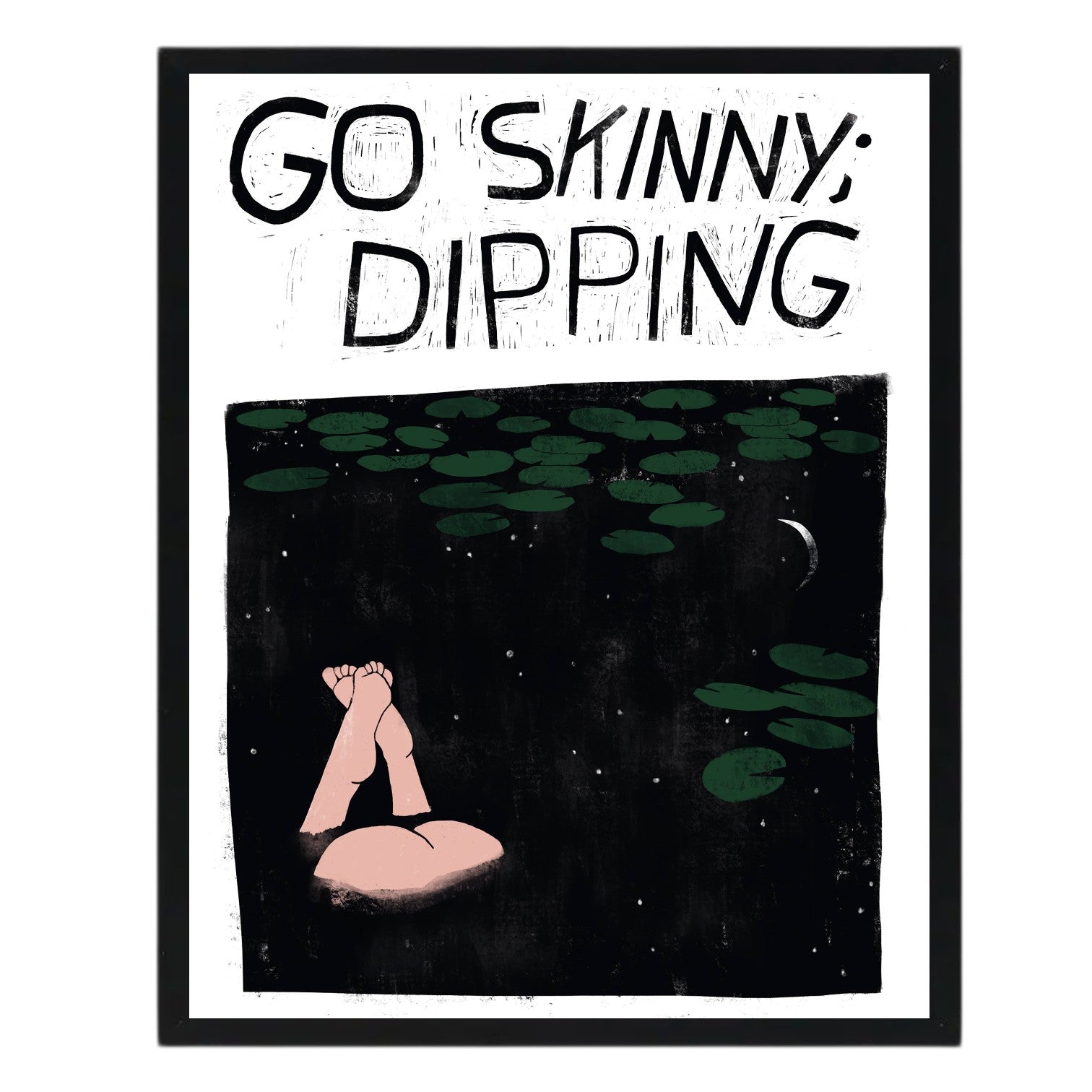 Go Skinny Dipping - Framed Art Print - 8-in x 10-in - Mellow Monkey