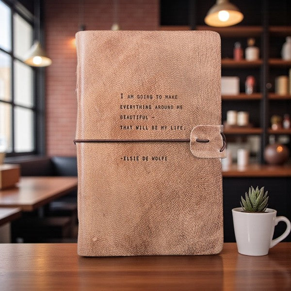 Blush Leather Artisan Journal - Elsie De Wolfe - Mellow Monkey