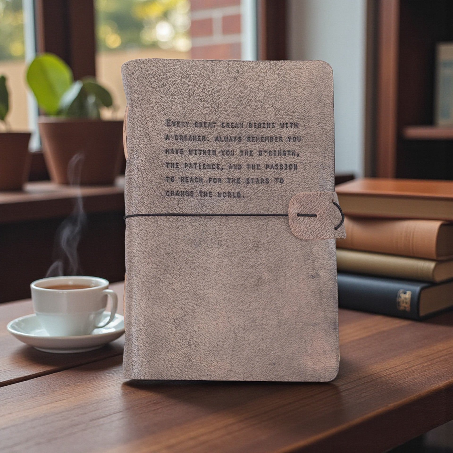 Grey Leather Artisan Journal - Every Great Dream - Mellow Monkey