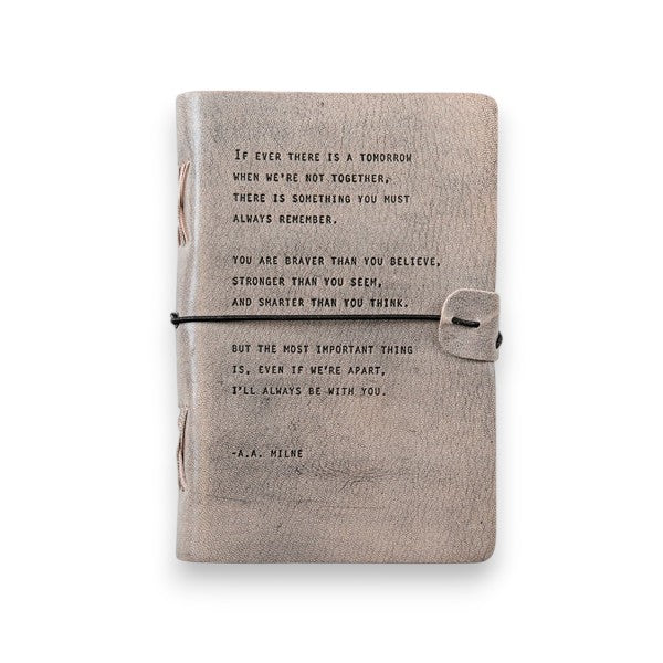 Grey Leather Artisan Journal - A.A. Milne - Mellow Monkey