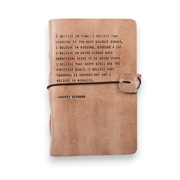 Blush Leather Artisan Journal - Audrey Hepburn - Mellow Monkey