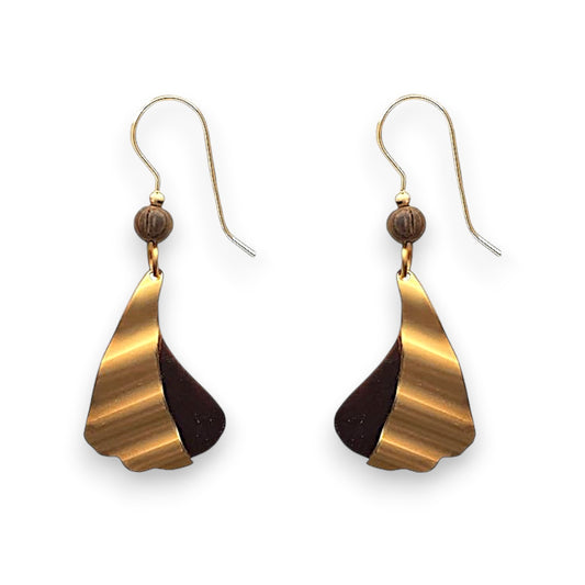 Silver Forest Hot Cocoa Brown Gold Wave Earrings NE-1641A