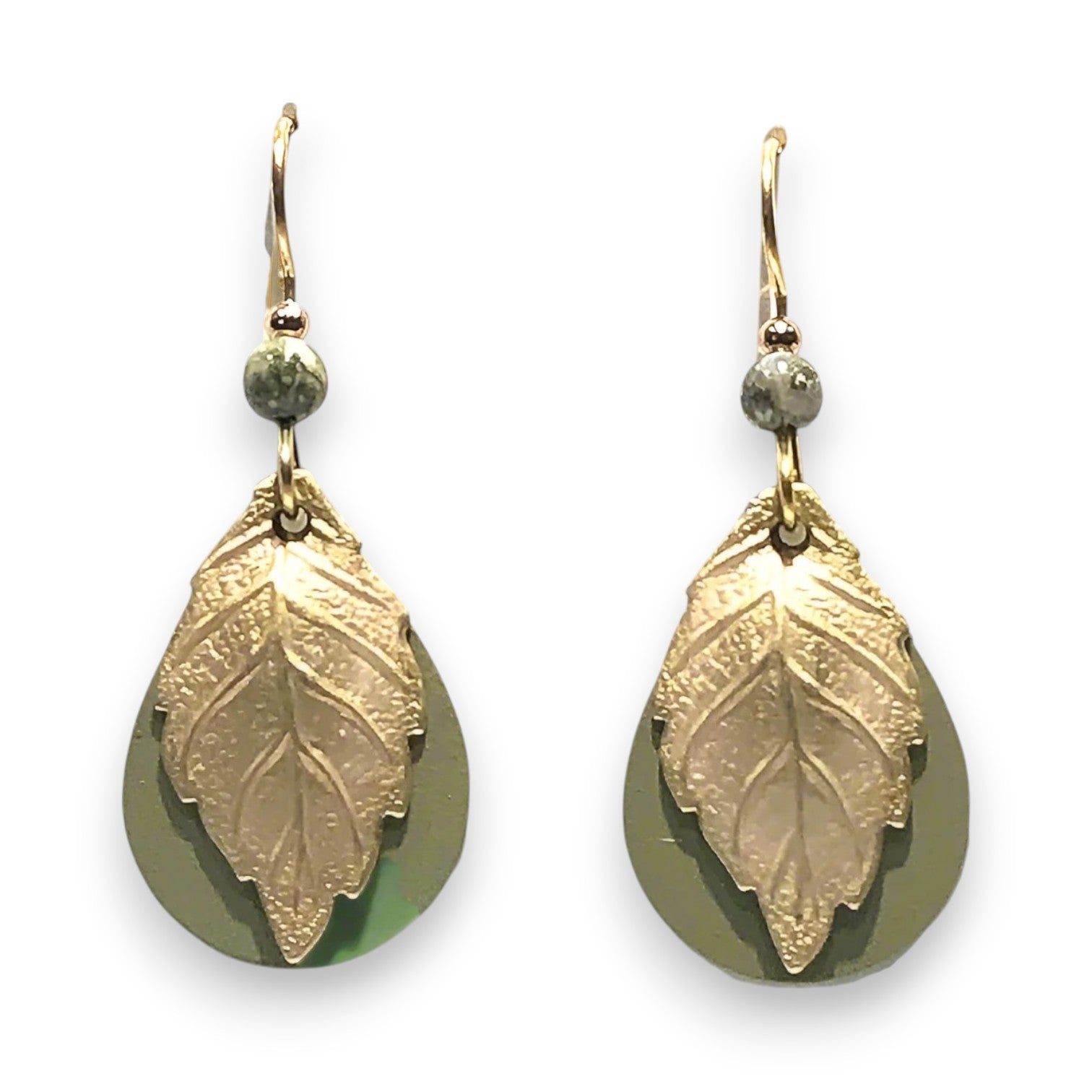 Silver Forest Tear and Sculpted Leaf Earrings NE-1707C - Mellow Monkey
