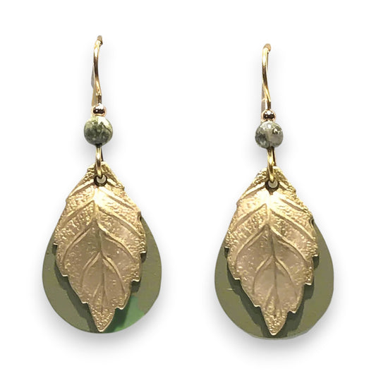 Silver Forest Tear and Sculpted Leaf Earrings NE-1707C - Mellow Monkey
