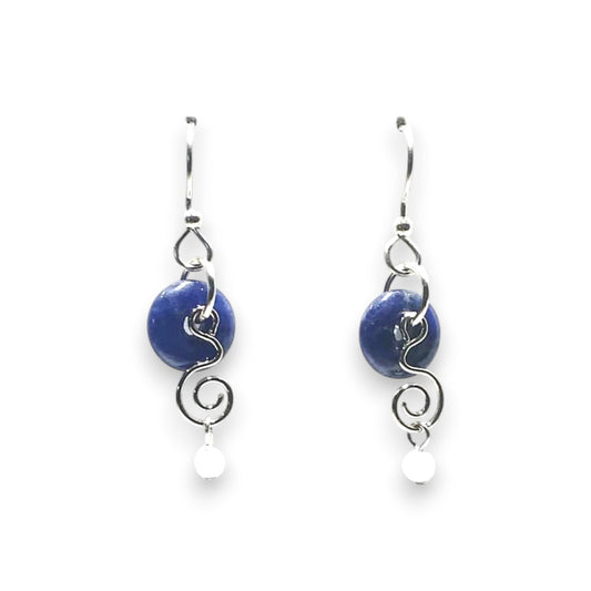 Silver Forest Navy Donut With Coil and Bead Earrings NE-1985 - Mellow Monkey