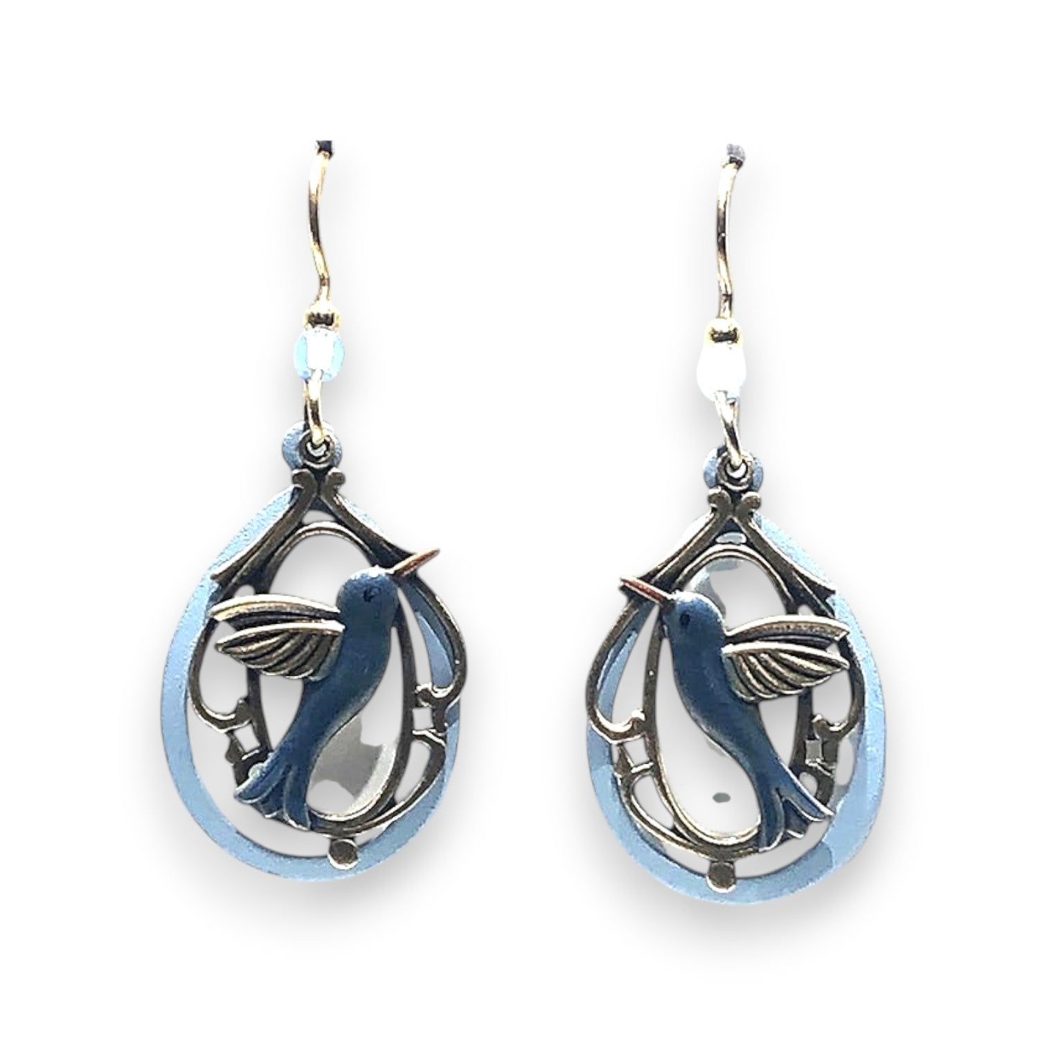 Silver Forest Silver Hummingbird in Tear Earrings NE-2318 - Mellow Monkey