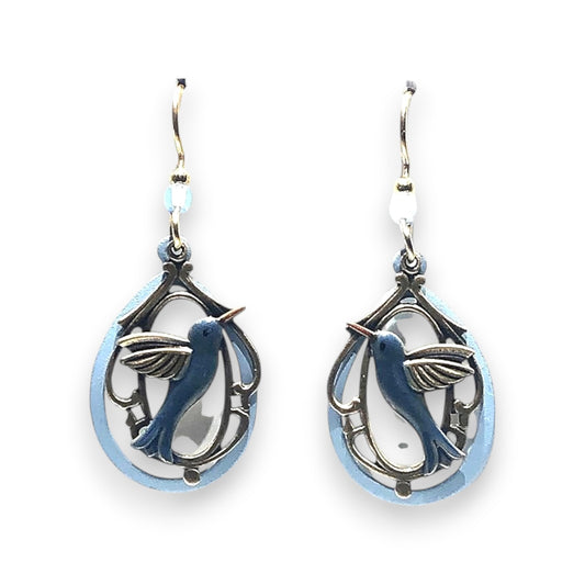 Silver Forest Silver Hummingbird in Tear Earrings NE-2318 - Mellow Monkey