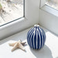 Gugu Sag - Handcrafted Porcelain Bud Vase - White Stripes on Navy - 2.7 x 2.7 x 3 in - Mellow Monkey
