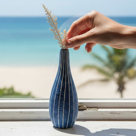 Porcelain Bud Vase - Navy - 2.4 x 2.4 x 6.3 in - Mellow Monkey