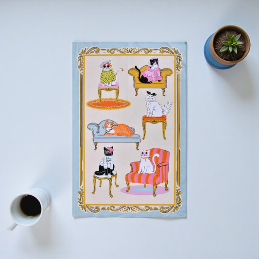 Cool Cats Cotton Tea Towel - Mellow Monkey