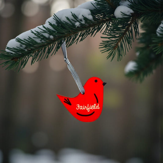 Fairfield / Red - Bird Wood Christmas Ornament - Mellow Monkey