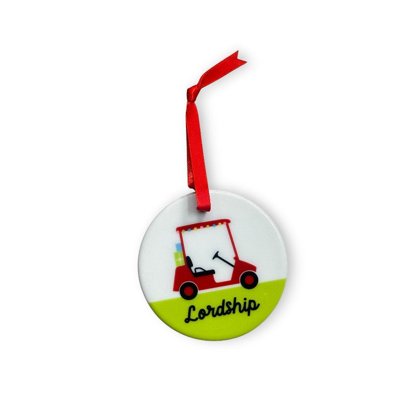 Lordship - Golf Cart Ceramic Ornament - Mellow Monkey