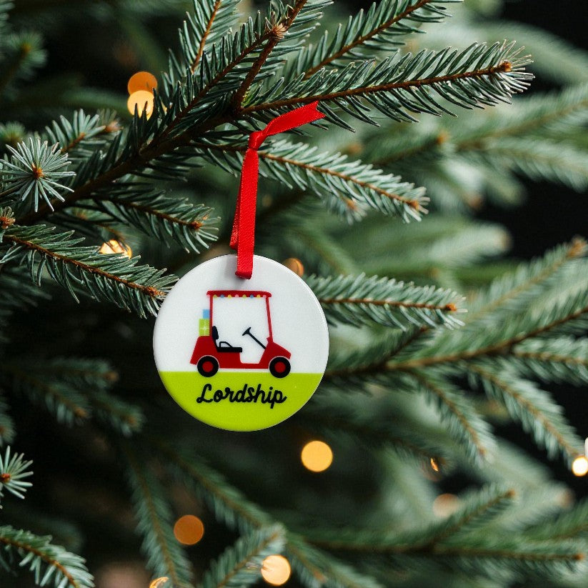 Lordship - Golf Cart Ceramic Ornament - Mellow Monkey