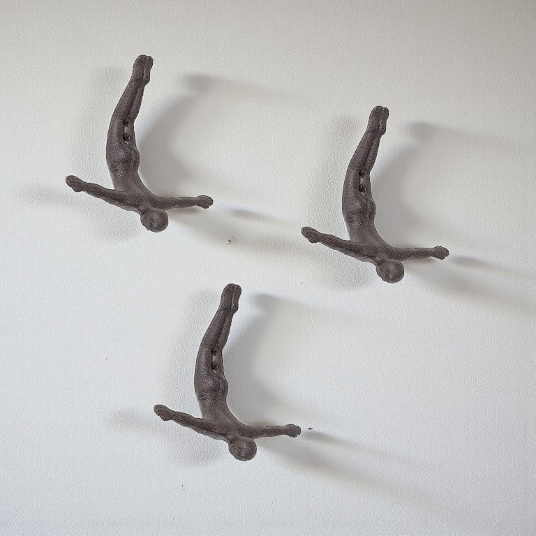 Diver Wall Hook - Dark Brown Cast Iron - 6-1/4-in - Mellow Monkey