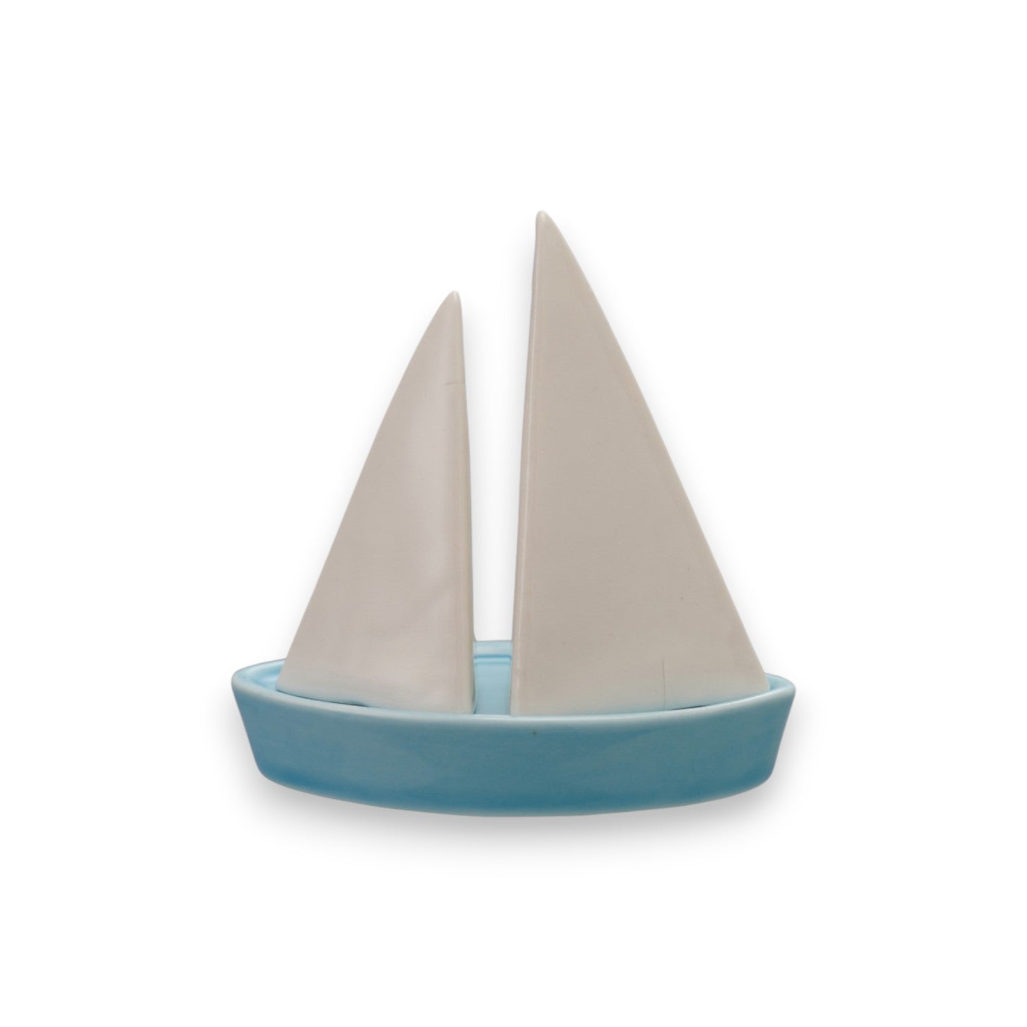 Sail Shaped Salt & Pepper Shakers In A Boat - 3-piece Set - 3-in - Mellow Monkey
