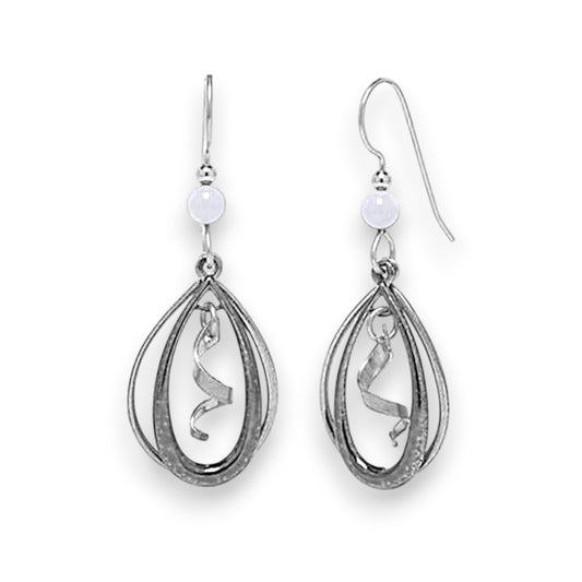 Silver Forest Earrings Silver Open Teardrop Duo Spiral NE-1393D - Mellow Monkey