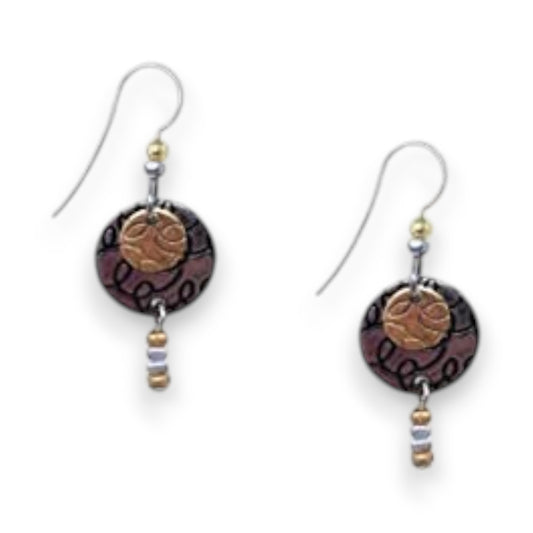 Silver Forest Layered Rounds with Bead Drop Dangle Drop Earrings NE-1742 - Mellow Monkey