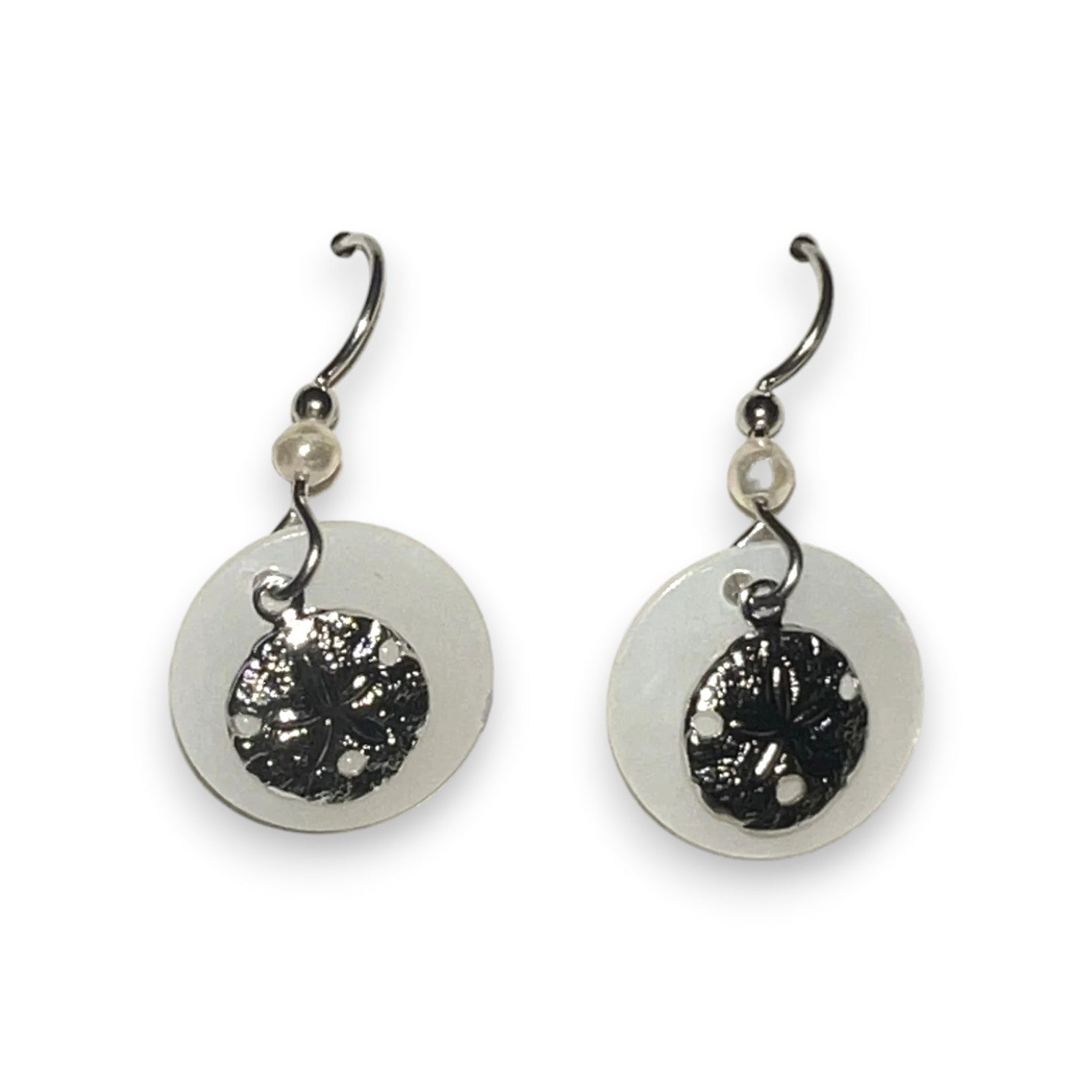 Silver Forest Silver Shell with Sand Dollar Earrings NE-1759 - Mellow Monkey