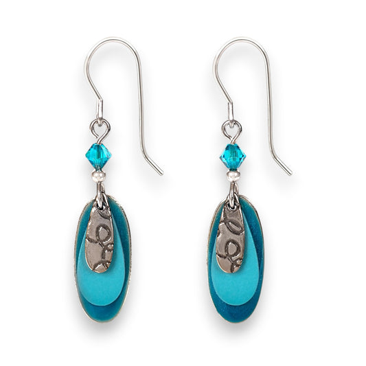 Silver Forest Silver Mixed Turquoise Layered Shaped Earrings - NE-1781 - Mellow Monkey