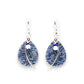 Silver Forest Blue Teardrop and Silver Metal Arc Drop Earrings NE-1912 - Mellow Monkey