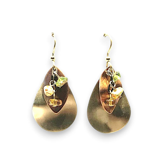 Silver Forest Earrings - Layered Shapes with Drops and Beads- NE-2010 - Mellow Monkey