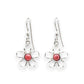 Silver Forest Open Flower With Pink Stone Silver Metal Drop Earrings NE-2039B - Mellow Monkey