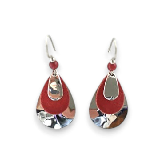 Silver Forest Layered Teardrops With Red Paisley - Mellow Monkey
