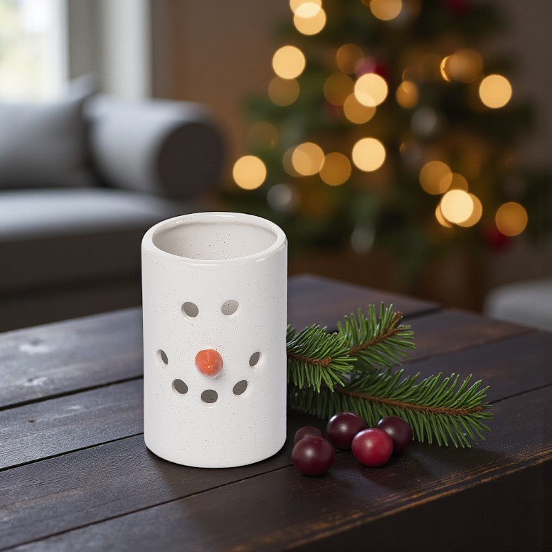 Mini Rustic Snowman Votive Luminary - 3-7/8-in - Mellow Monkey