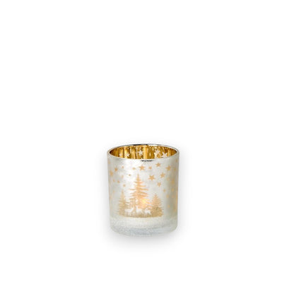 Forest Whimsy Shimmering Winter Forest Scene Tealight Candleholder - Mellow Monkey