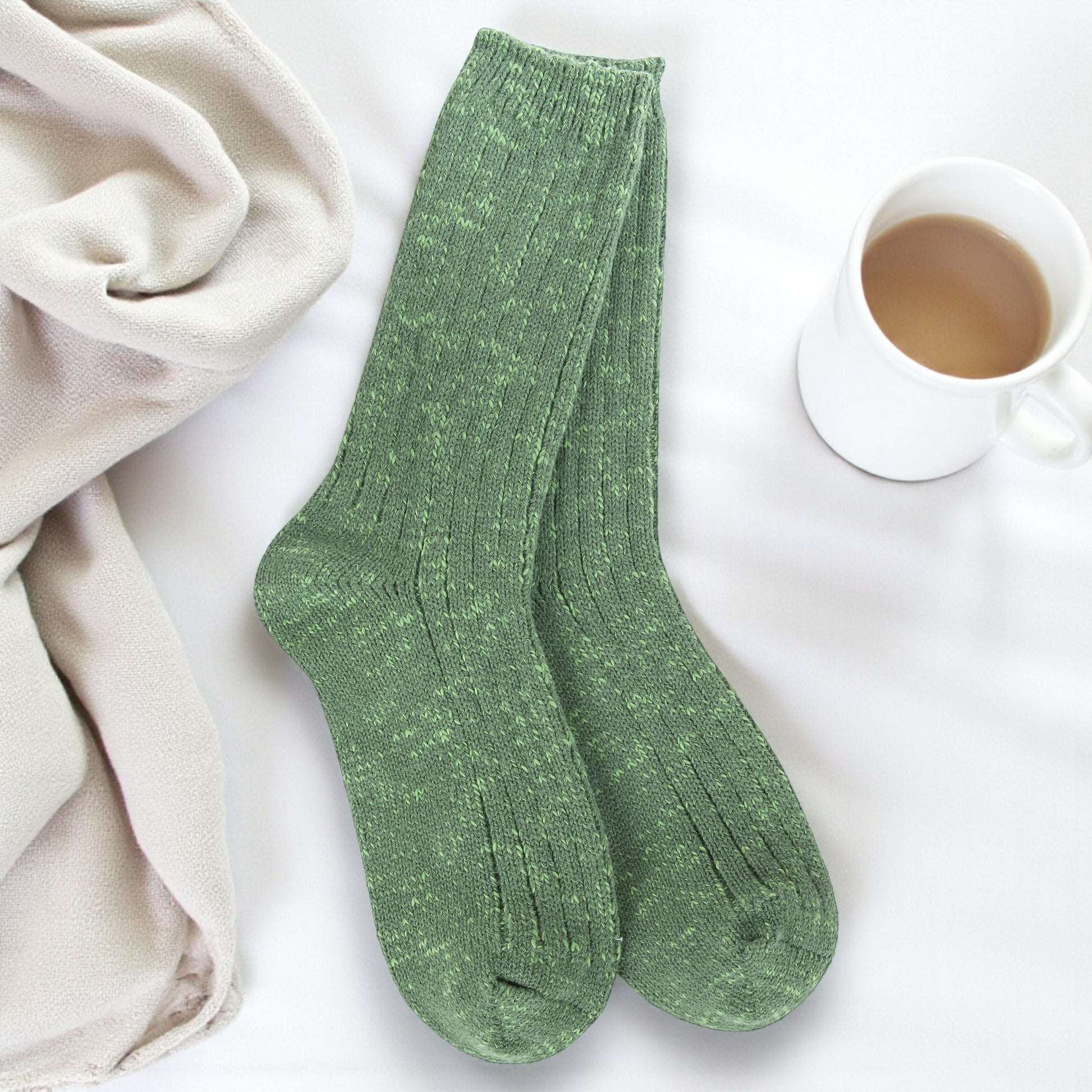 World's Softest - Cotton Slub Marled Crew Sock - Ivy - Mellow Monkey