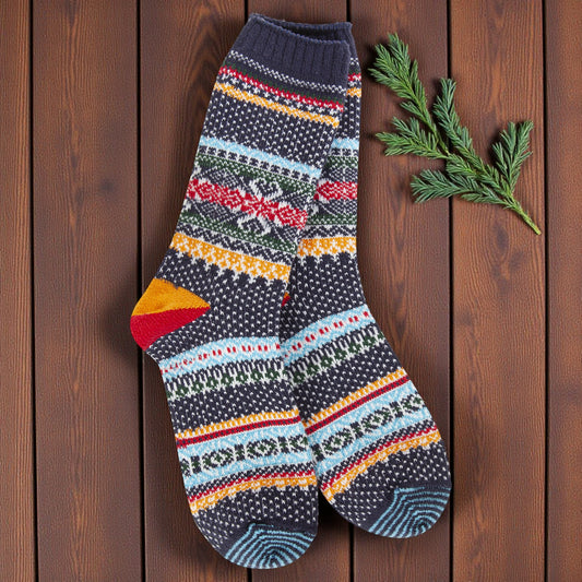 World's Softest - Seasonal Crew Socks - Navy Multi - Mellow Monkey