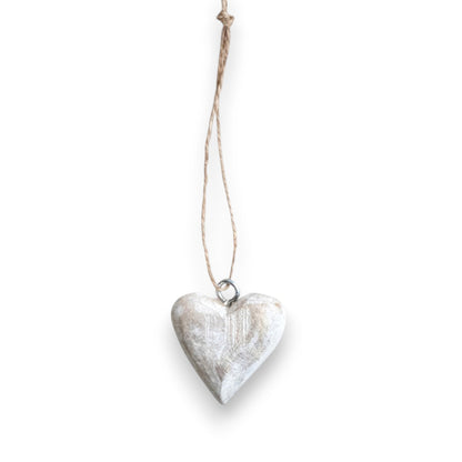 Mango Wood Heart Ornament with Jute Hanger - 1-3/4-in - Mellow Monkey