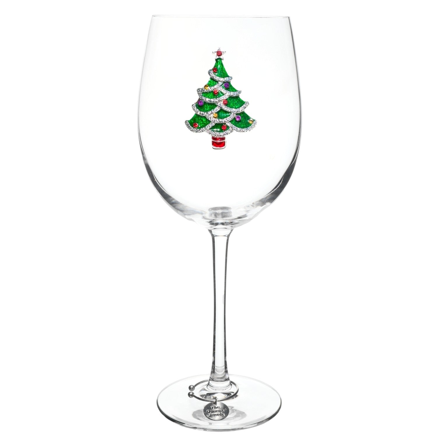 Christmas Tree Jeweled Stemmed Wine Glass - Mellow Monkey