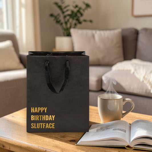 Happy Birthday Slutface - Medium Heavy Duty Gift Bag - Mellow Monkey