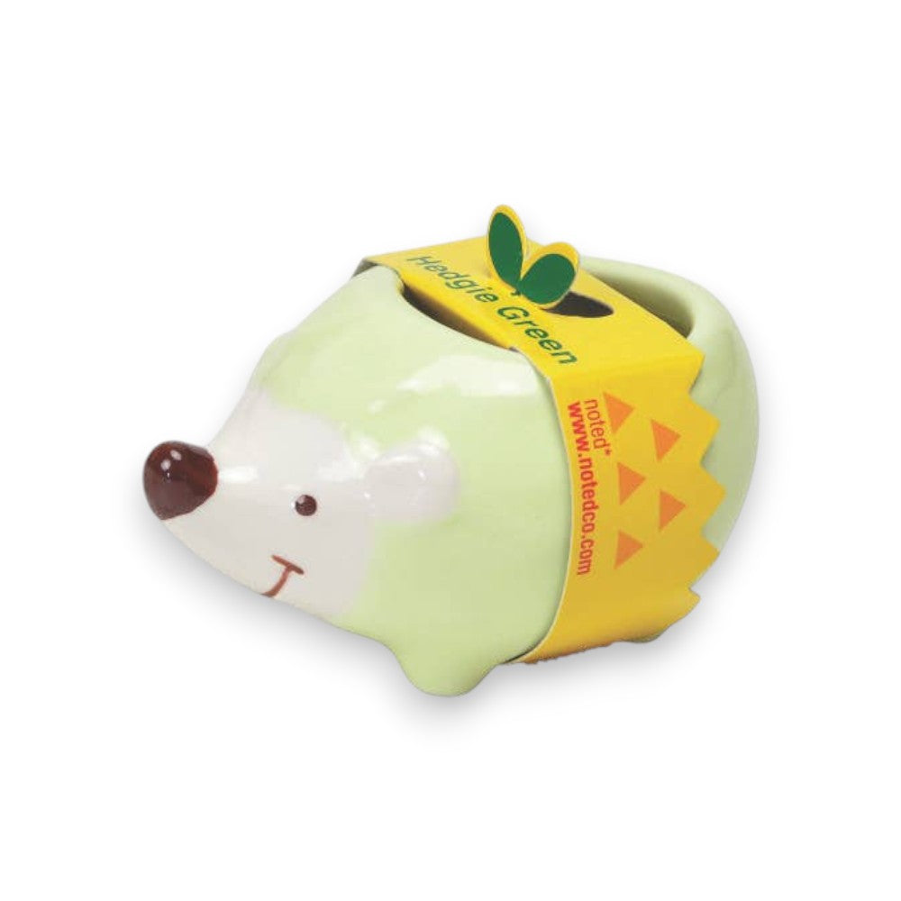 Hedgie Green - Ceramic Hedgehog Planter - 2-3/4-in - Mellow Monkey