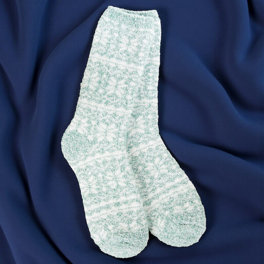 World's Softest - Winter Crew Socks - Fair Isle Green - Mellow Monkey